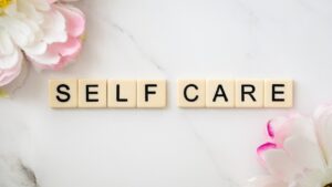 Block with letter, self care